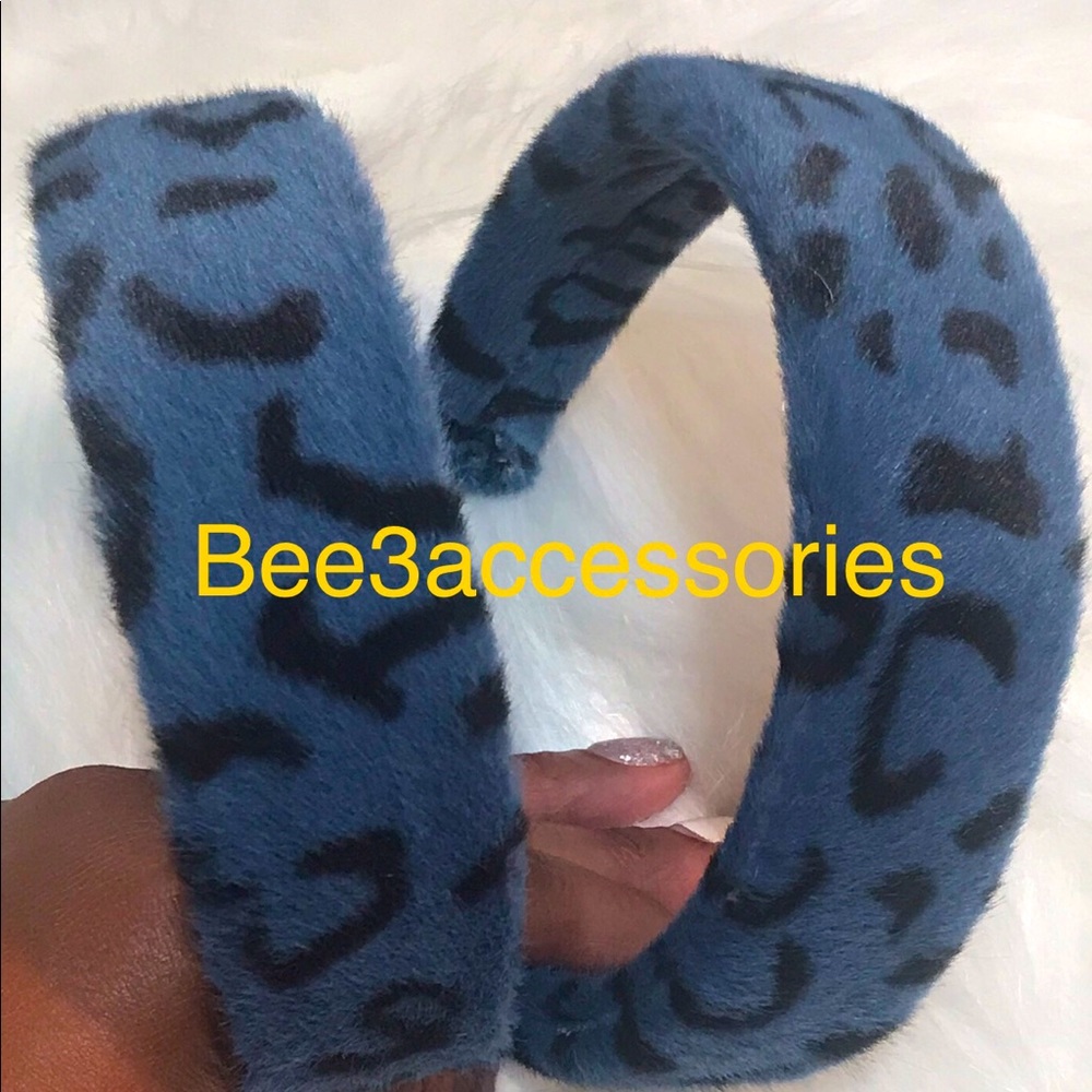 Blue leopard headband